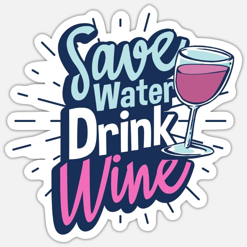 vin - Sticker taille S (10 x 10 cm) - blanc mat