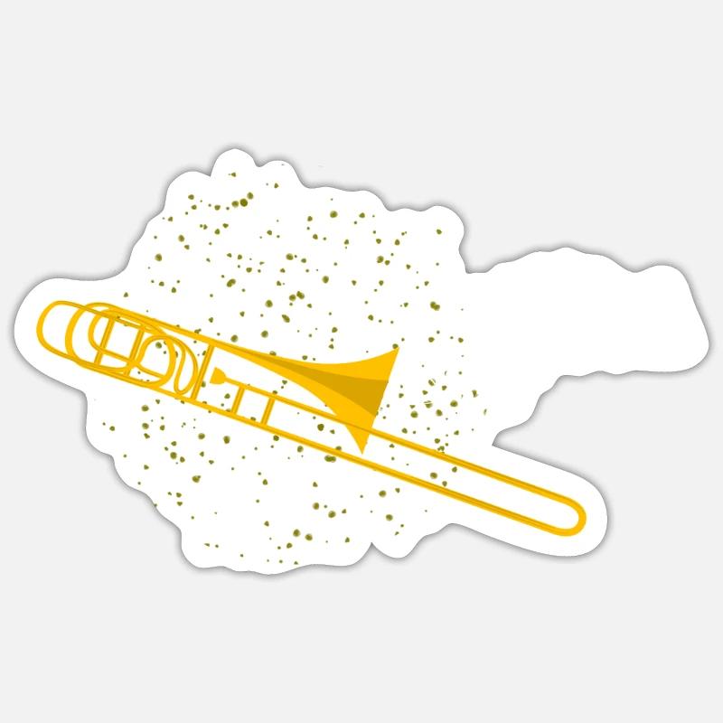 Trombone - Sticker taille S (10 x 10 cm) - blanc mat