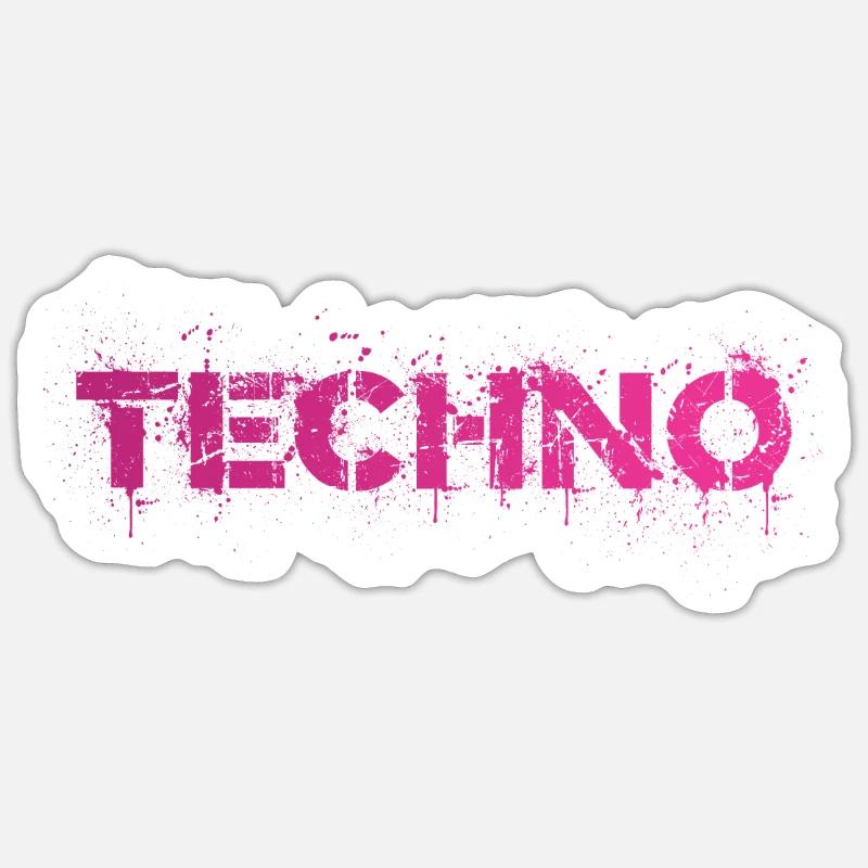 Techno Fan Techno Musique - Sticker taille S (10 x 10 cm) - blanc mat