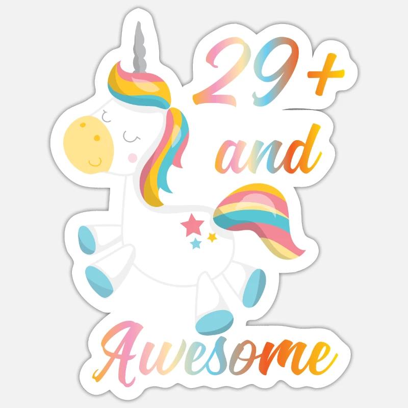 Einhorn 29+ Geburtstag - Sticker Größe S (10 x 10 cm) - Mattweiß