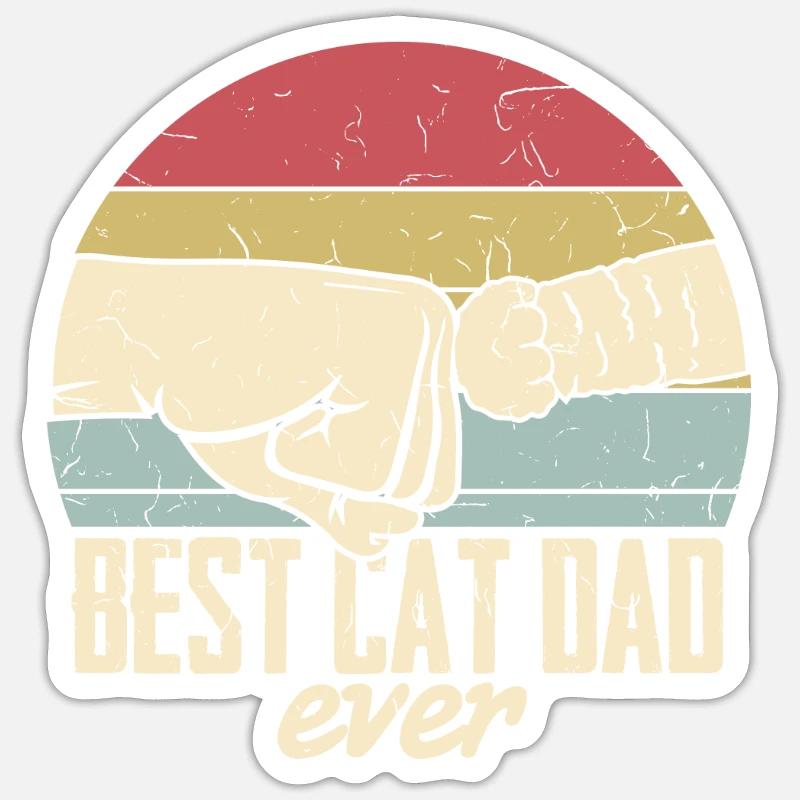 Best Cat dad ever - Sticker Größe S (10 x 10 cm) - Mattweiß