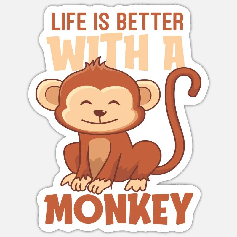 Affe - Sticker Größe S (10 x 10 cm) - Mattweiß