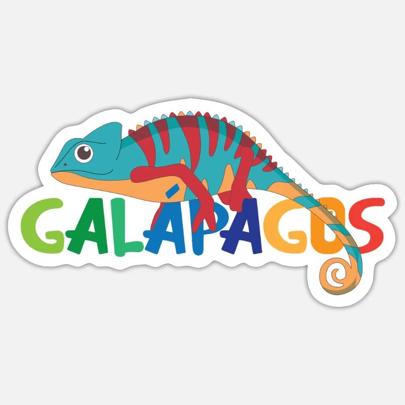 Galapagos Inseln Ecuador Chamäleon Exotisch - Sticker Größe S (10 x 10 cm) - Mattweiß