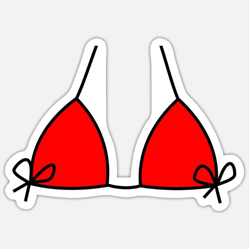 Maillot de bain bikini bikini rouge carnaval - Sticker taille S (10 x 10 cm) - blanc mat