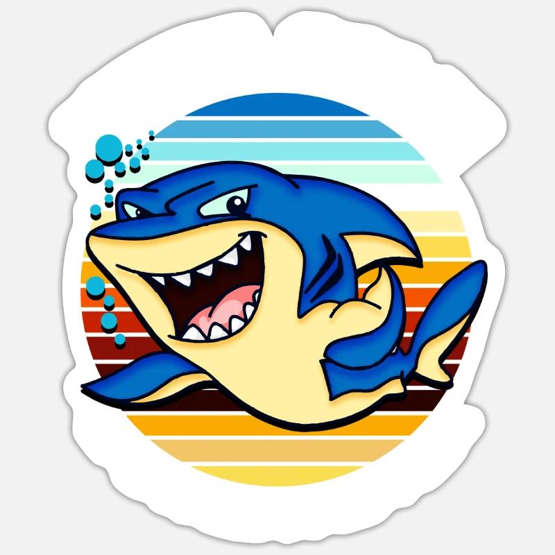 requin - Sticker taille S (10 x 10 cm) - blanc mat