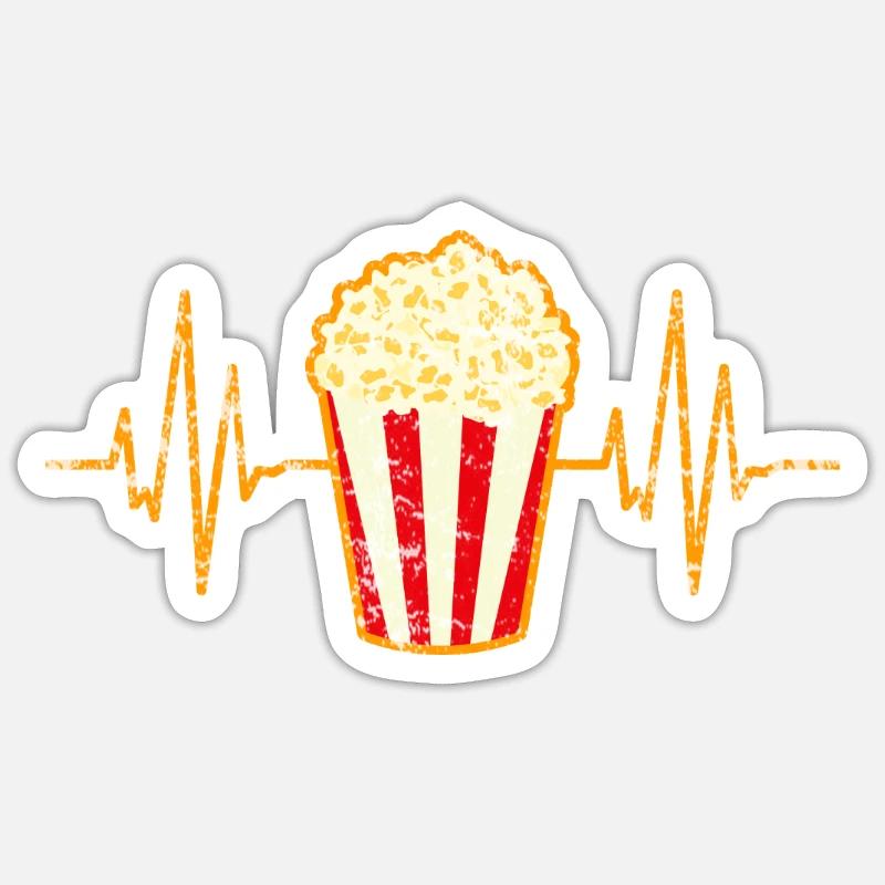 Popcorn Herz - Sticker Größe S (10 x 10 cm) - Mattweiß