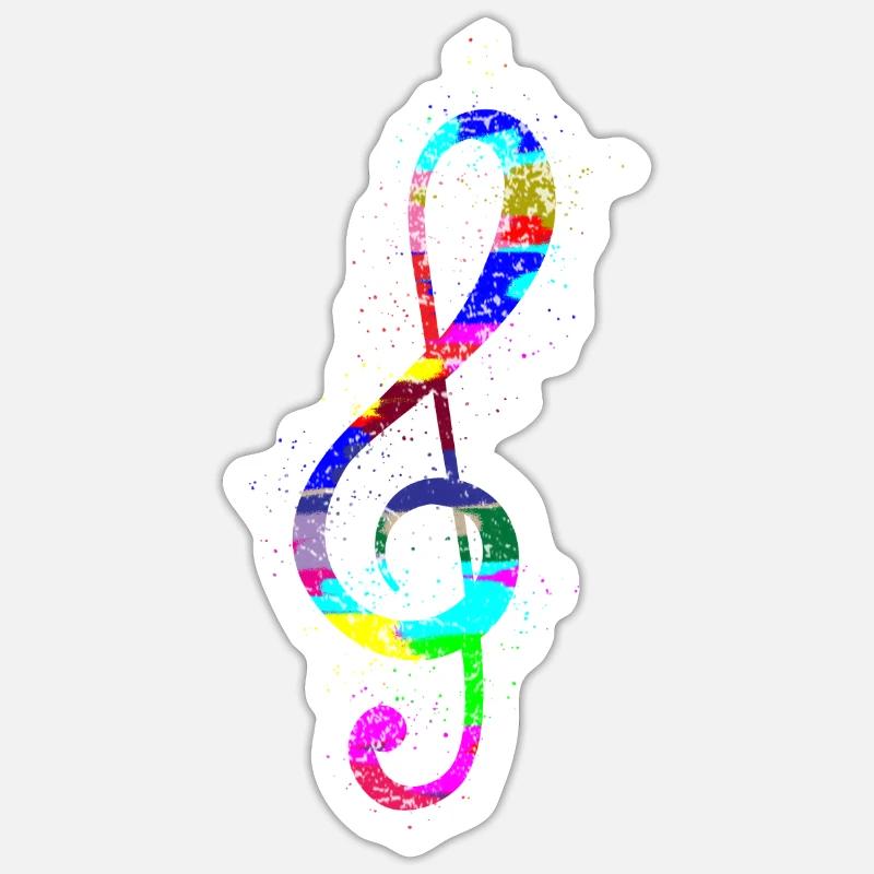 Notes de musique Clef - Sticker taille S (10 x 10 cm) - blanc mat
