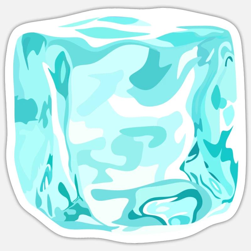 cube de glace cyan Sticker taille S (10 x 10 cm)