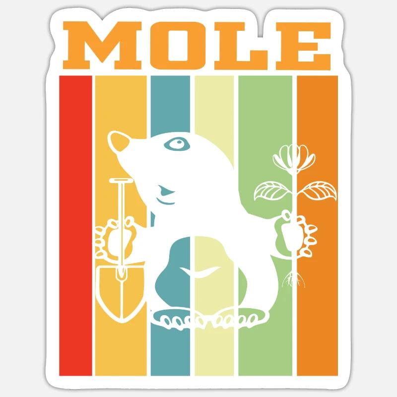 Mole Retro Jeu de couleurs Sticker taille S (10 x 10 cm)