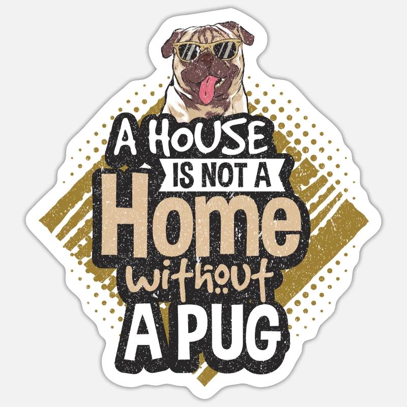 Mops - Sticker Größe S (10 x 10 cm) - Mattweiß