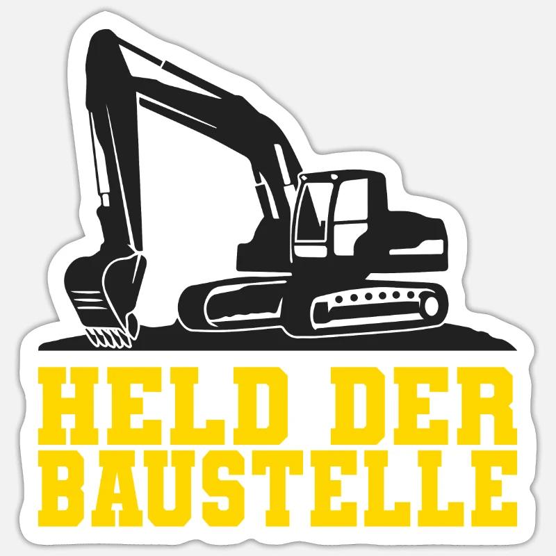 Baggerfahrer - Sticker Größe S (10 x 10 cm) - Mattweiß