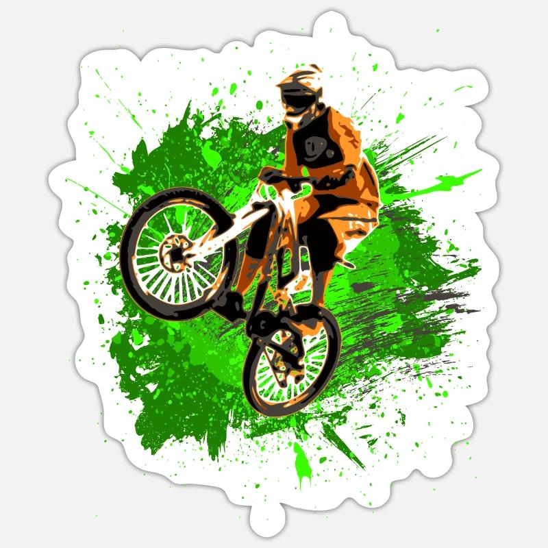 MTB Downhill VTT vert - Sticker taille S (10 x 10 cm) - blanc mat