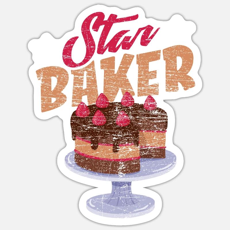 Backen Bäcker - Sticker Größe S (10 x 10 cm) - Mattweiß