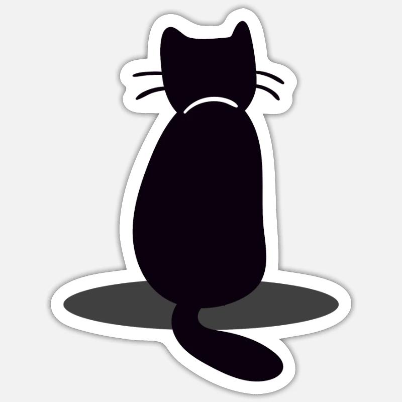 chat - Sticker taille S (10 x 10 cm) - blanc mat