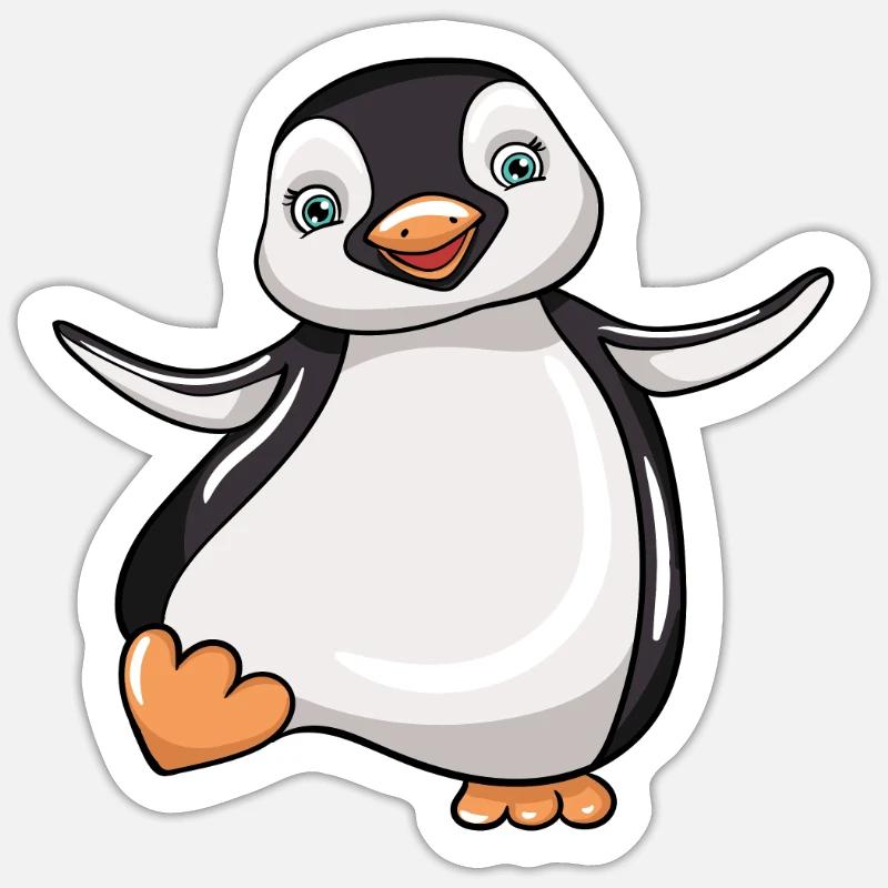 manchot - Sticker taille S (10 x 10 cm) - blanc mat