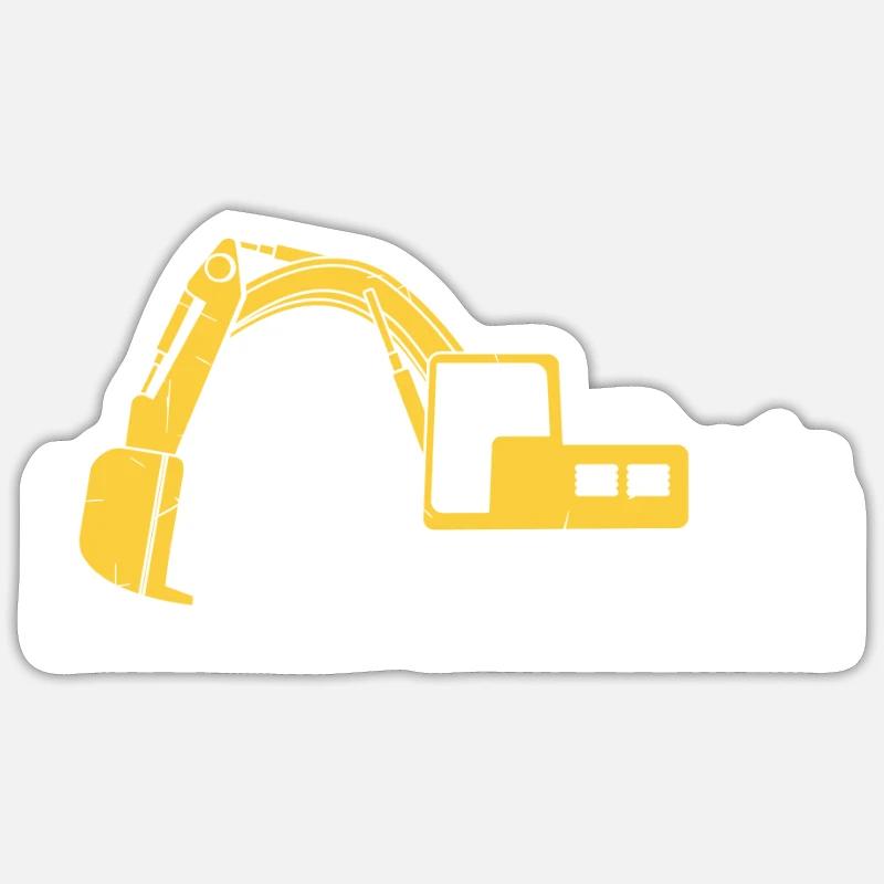 Baggerfahrer - Sticker Größe S (10 x 10 cm) - Mattweiß