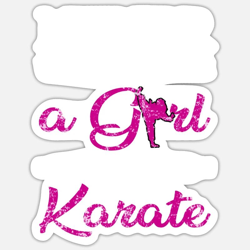 Karaté filles - Sticker taille S (10 x 10 cm) - blanc mat