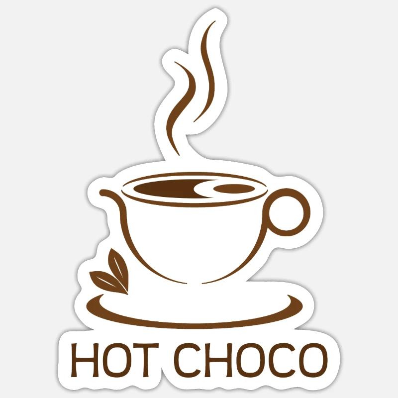chocolat, chocolat chaud - chocolat chaud - Sticker taille S (10 x 10 cm) - blanc mat