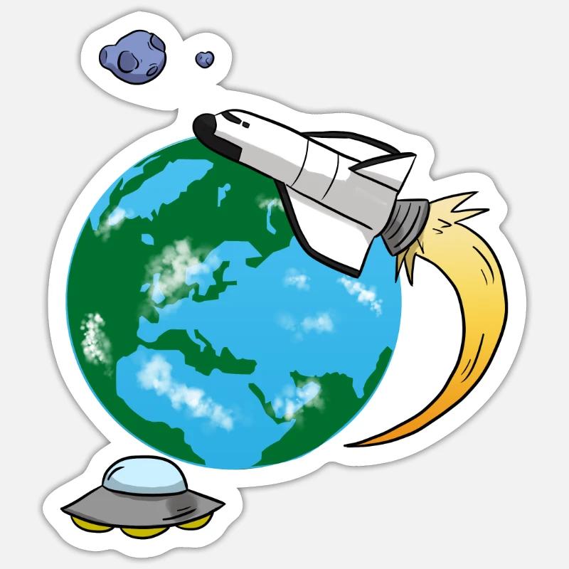 Flying rocket - Sticker size S (10 x 10 cm) - white matte