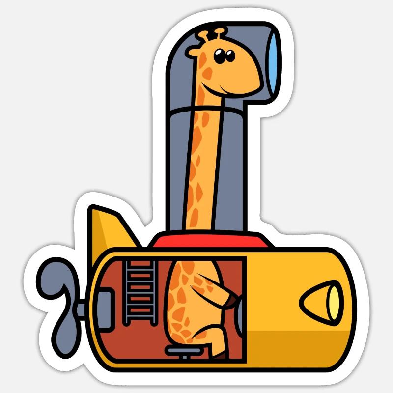 U-Boot Giraffe Lustig - Sticker Größe S (10 x 10 cm) - Mattweiß