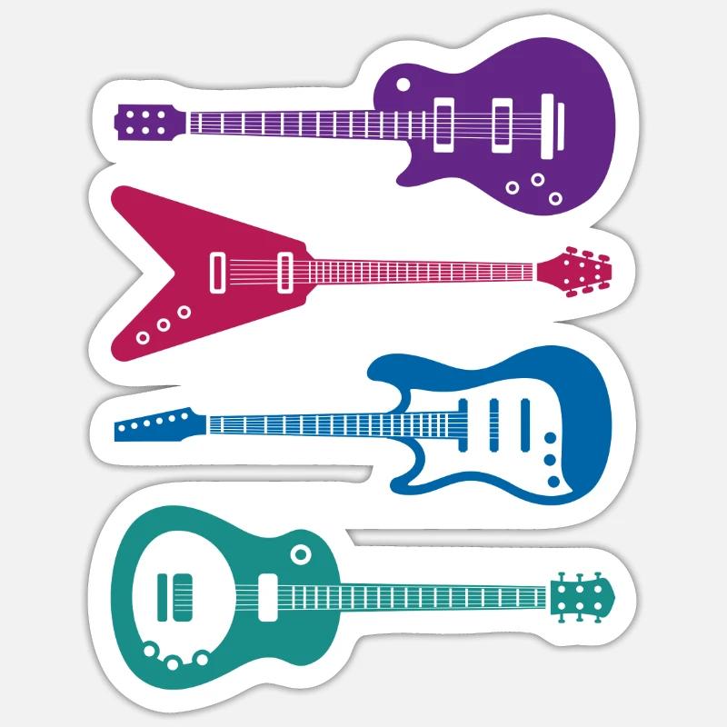 Gitarre E-Gitarre - Sticker Größe S (10 x 10 cm) - Mattweiß