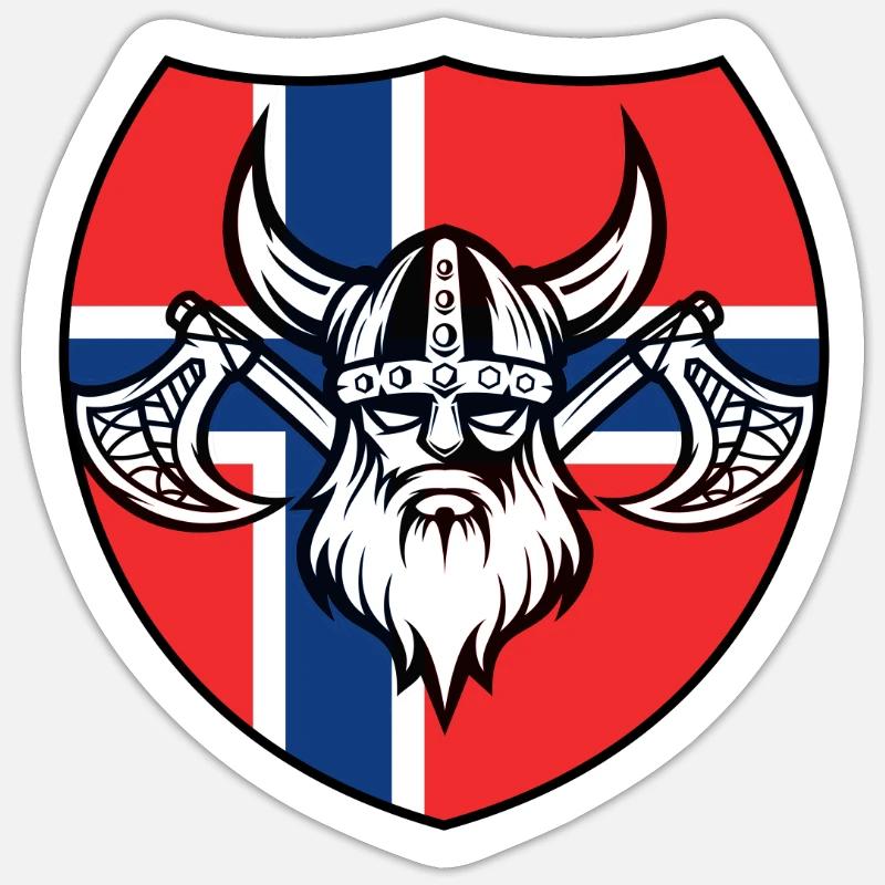 Norwegen Wikinger - Sticker Größe S (10 x 10 cm) - Mattweiß