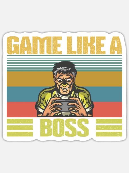 Game like a Boss retro vintage Gaming Design Hobby - Sticker Größe S (10 x 10 cm) - Mattweiß
