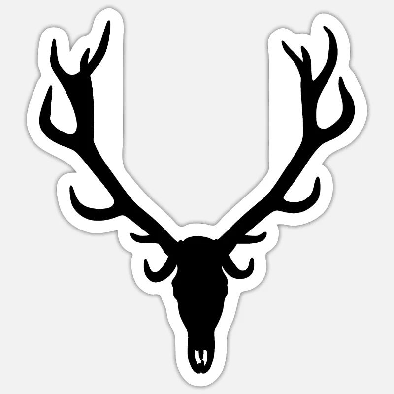 Hirschgeweih - Sticker Größe S (10 x 10 cm) - Mattweiß