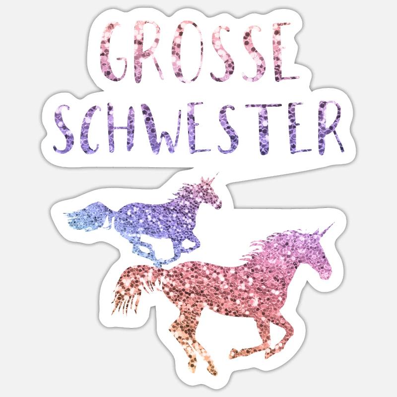 Große Schwester Geschenk Kinder Mädchen Einhorn Sticker Größe S (10 x 10 cm)