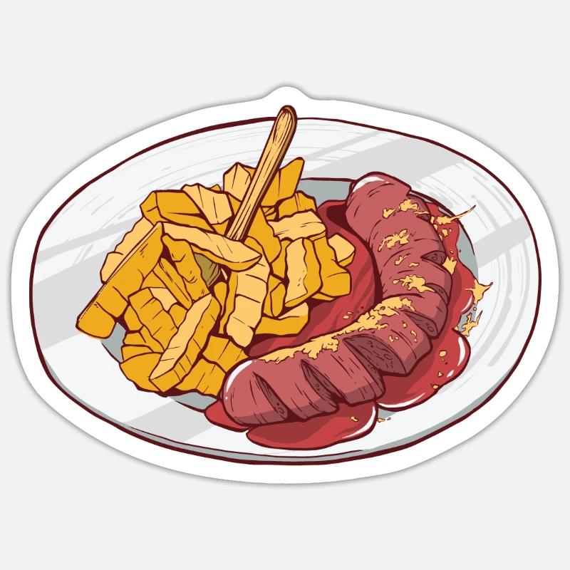 Currywurst - Sticker Größe S (10 x 10 cm) - Mattweiß