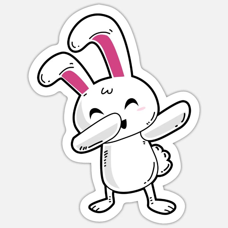 Dabbing bunny - Sticker size S (10 x 10 cm) - white matte
