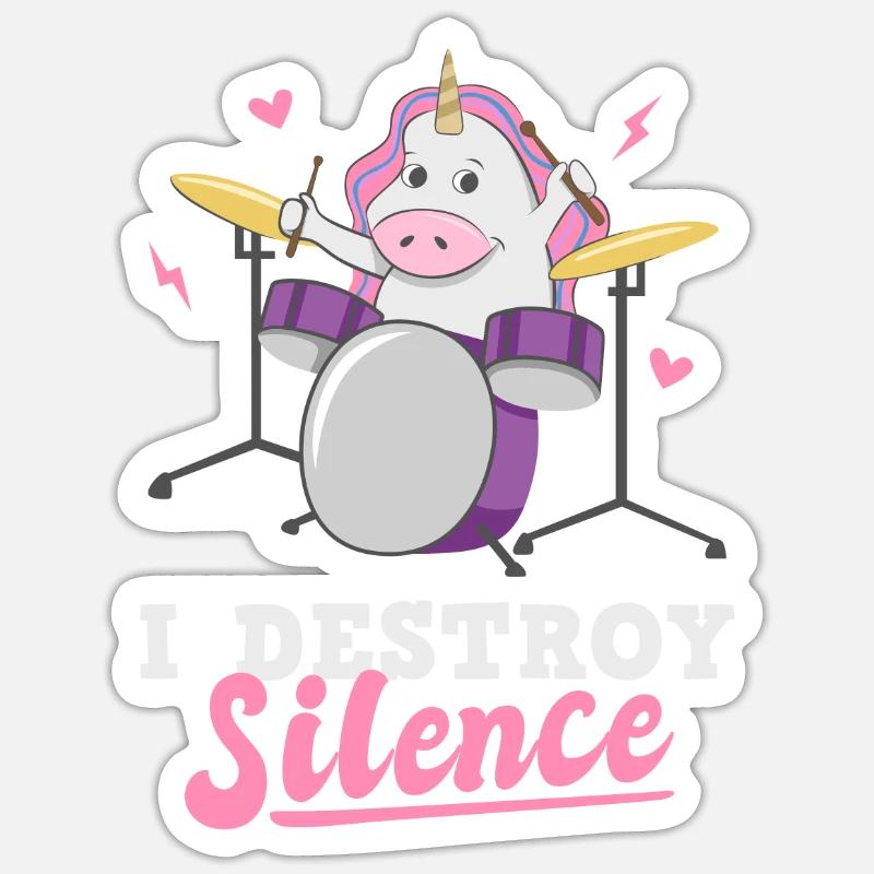 Batteur licorne batteur batteur - Sticker taille S (10 x 10 cm) - blanc mat