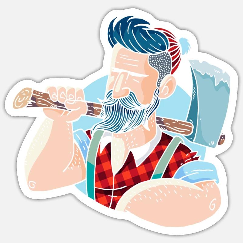 Bûcheron - Sticker taille S (10 x 10 cm) - blanc mat