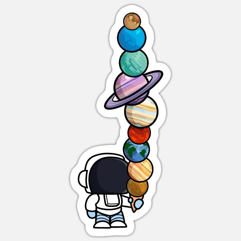 Astronaut Ice Cream Eating Planets Funny - Sticker size S (10 x 10 cm) - white matte
