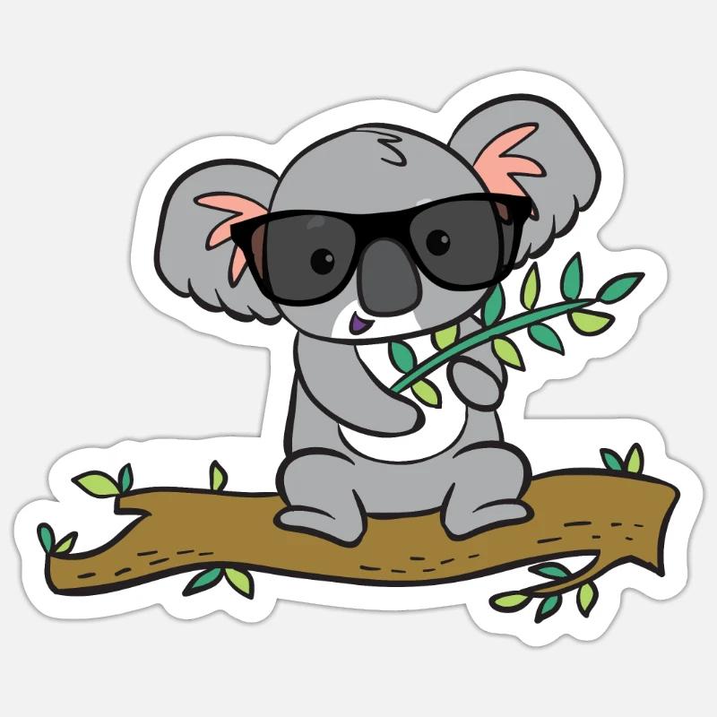 Koala mit Brille - Sticker Größe S (10 x 10 cm) - Mattweiß