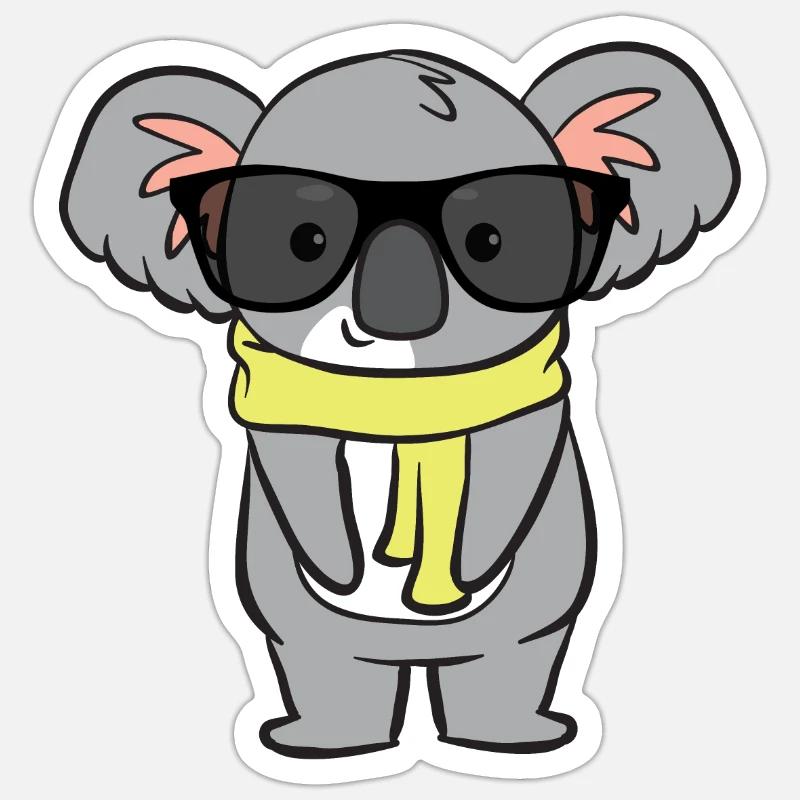 Koala mit Brille - Sticker Größe S (10 x 10 cm) - Mattweiß