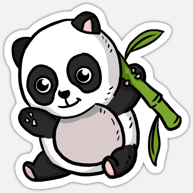 Mignon Kawaii Panda Ours - Sticker taille S (10 x 10 cm) - blanc mat