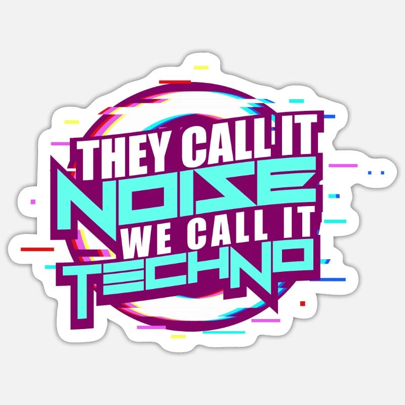 Techno - Sticker taille S (10 x 10 cm) - blanc mat