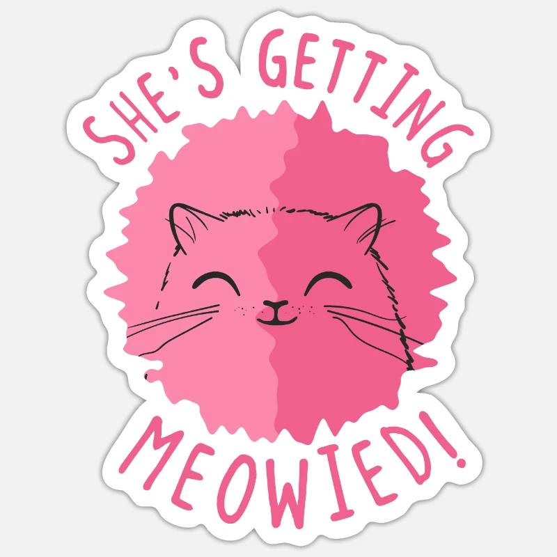 She's getting meowied! - Kätzchen - Sticker Größe S (10 x 10 cm) - Mattweiß