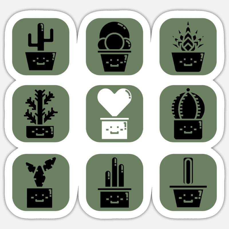 Cactus cactus - Sticker taille S (10 x 10 cm) - blanc mat