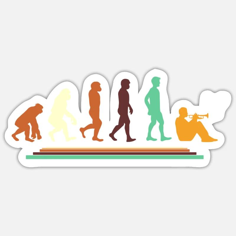 Trompete Jazz Musik Evolution Sticker Größe S (10 x 10 cm)