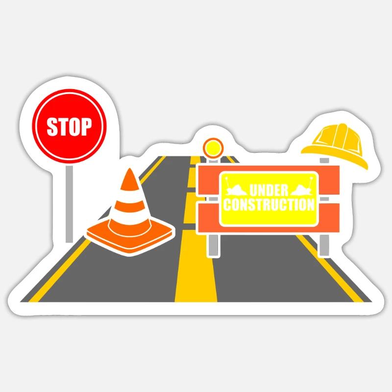 Chantier de construction - Sticker taille S (10 x 10 cm) - blanc mat