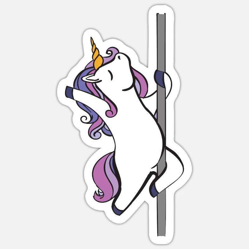 Poledance Einhorn - Sticker Größe S (10 x 10 cm) - Mattweiß