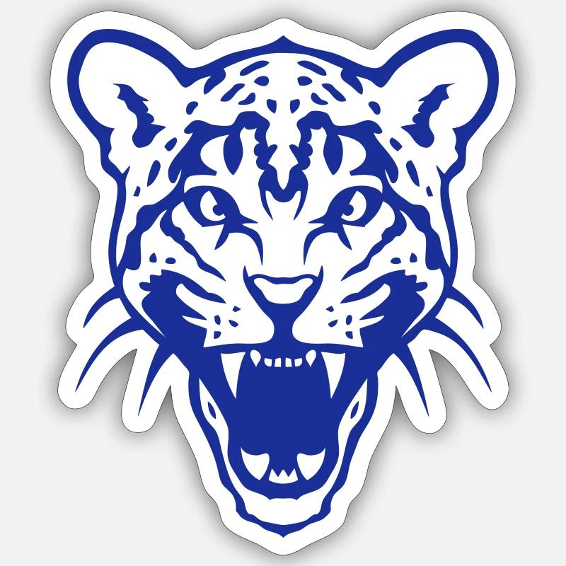 leopards gueule ouverte Sticker taille S (10 x 10 cm)