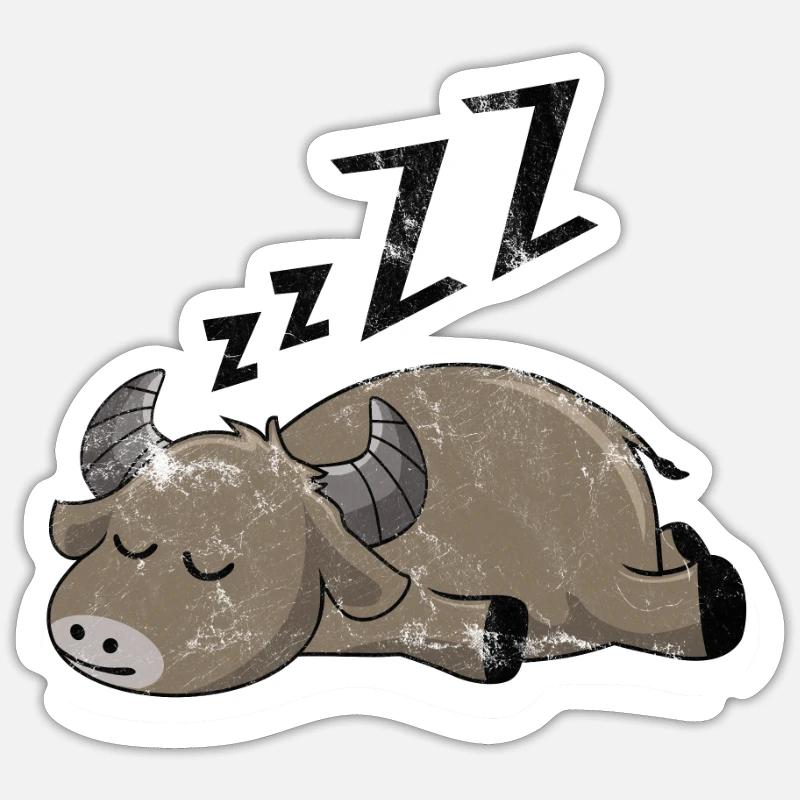 Sleeping buffalo - Sticker size S (10 x 10 cm) - white matte