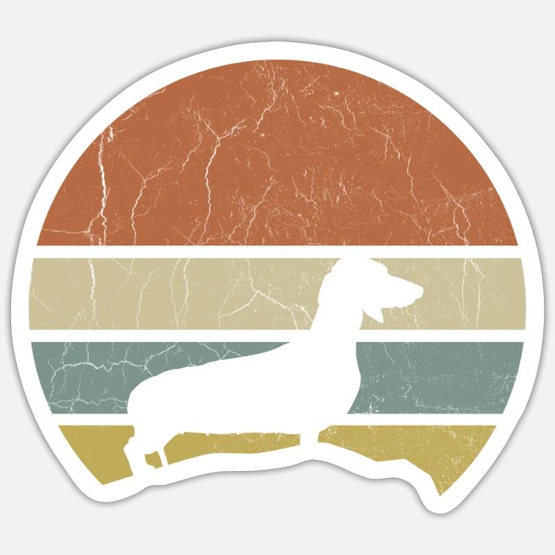 Teckel Teckel Vintage - Sticker taille S (10 x 10 cm) - blanc mat