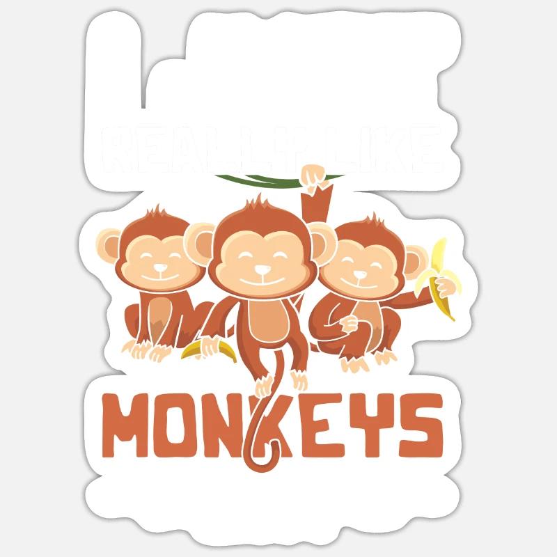 Affe Tiere - Sticker Größe S (10 x 10 cm) - Mattweiß