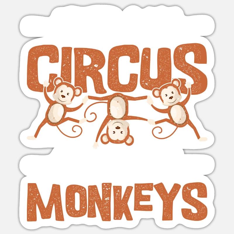 Monkey circus - Sticker size S (10 x 10 cm) - white matte