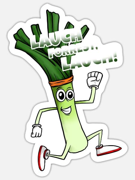 Witziges Lauch Design zum Joggen Laufen Marathon - Sticker Größe S (10 x 10 cm) - Mattweiß
