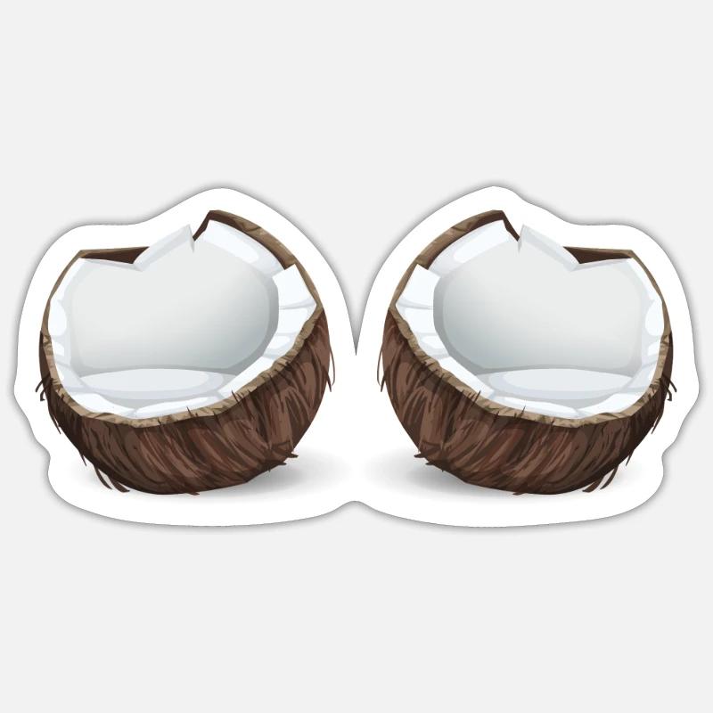 Coconuts bikini strand BH kostuum carnaval kokos Sticker maat S (10 x 10 cm)